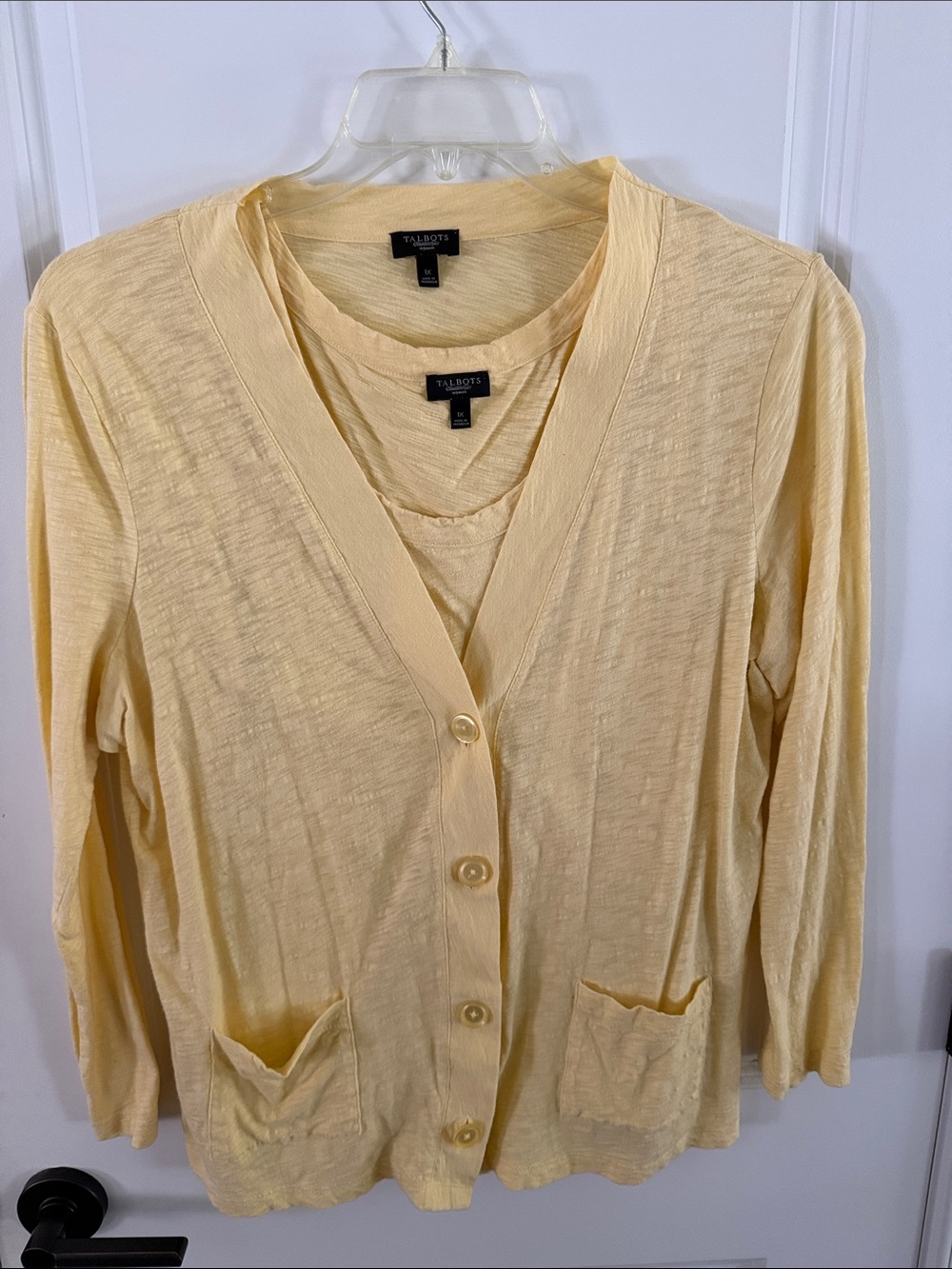 Talbots Soft Pale Yellow Cardigan & Tank Layering Set